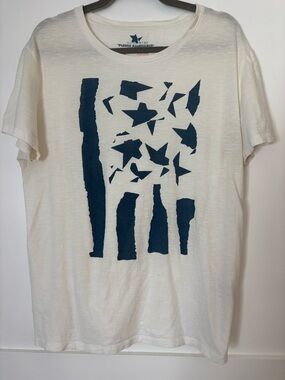 BOSS ORANGE White Tee with Navy Logo Print size large